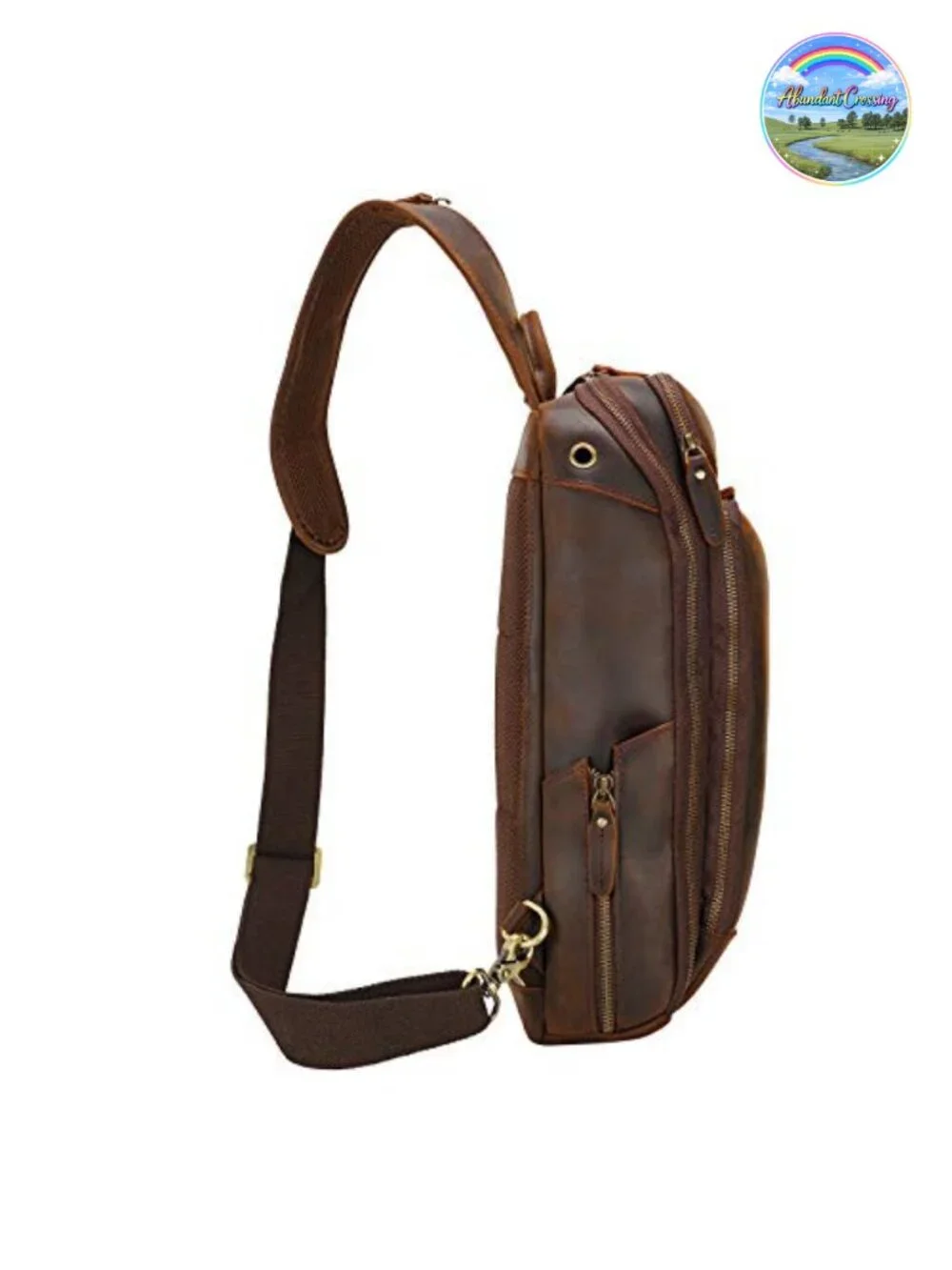 Leather Sling Shoulder Bag Men's Travel Hiking Daypack Crossbody